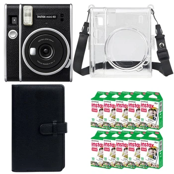 Подарунковий набір Камера для миттєвого друку Fujifilm Instax Mini 40 EX D US / Чохол прозорий / Картриджі на 100 фото / Коричневий фотоальбом на 108 фото