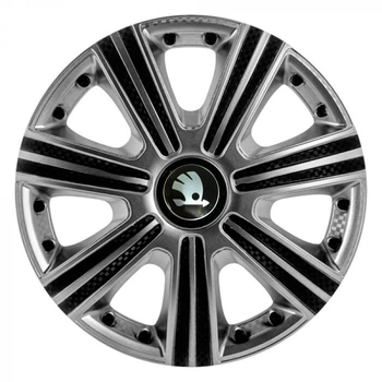 Автомобільні ковпаки STAR DTM Super Silver R15 4 шт. (з логотипом Skoda)