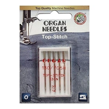 Иглы швейные для штопки и вышивания ORGAN TOP-STITCH №90 для швейных бытовых машин блистерная упаковка 5 штук (6972)