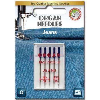 Иглы швейные для джинса ORGAN JEANS №90/100 для бытовых швейных машин блистерная упаковка 5 штук (7017)