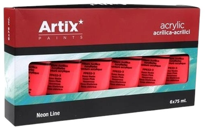 Zestaw farb akrylowych Artix PP632-3 Neon Pink 6 x 75 ml (18435250982377)