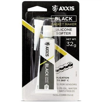 Клей-герметик фиксатор для прокладок AXXIS +260°С силиконовый черный 32г, (VSB-012)