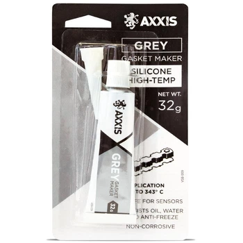 Клей-герметик фіксатор для прокладок AXXIS +343°С силіконовий сірий 32г, (VSB-009)