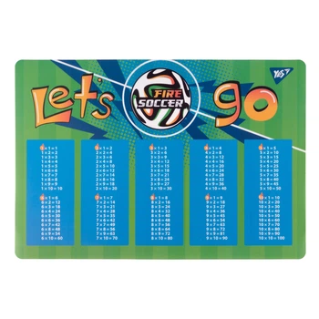 Подложка настольная 42 x 29см Yes таблица умножения Football