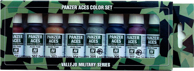 Zestaw farb Vallejo Panzer Aces 70.122 Rust Tracks and Rubber 8 szt x 17 ml (8429551701228)