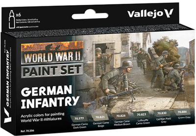 Zestaw farb akrylowych Vallejo Model Color 70.206 WWII German Infantry 6 szt x 18 ml (8429551702065)