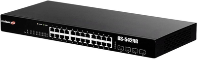 Комутатор Edimax Gigabit Ethernet 24 Ports Long Range Web Smart Switch with 4 SFP slots Black (GS-5424G)