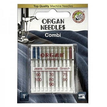 Иглы швейные ORGAN COMBI BOX (Universal 5шт, Jeans 2шт, Super Stretch 3шт) для быт шв машин блистер (7024)