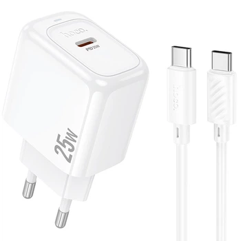 Зарядне мережеве Hoco CS53A 1хType-C PD 25W + кабель Type-C to Type-C швидка зарядка для пристроїв Android Білий