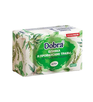 Мило туалетне тверде Оливка та прованскі трави Dobra екопак 4*70 г. 4185