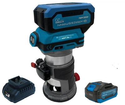 Фрезерная машина аккумуляторная KRAISSMANN 681 AOFT-BL 20MP (безщеточный мотор аккумулятор 4Ач и зарядное устройство)