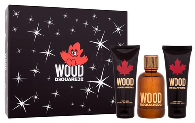 Zestaw męski Dsquared2 Wood Woda toaletowa 100 ml + Żel pod prysznic 100 ml + Balsam po goleniu 100 ml (8011003885770)