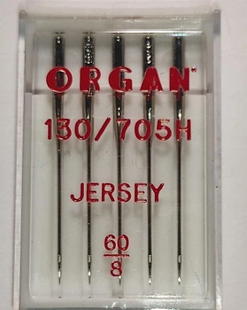 Иглы швейные для вязаных и трикотажных тканей ORGAN Jersey №60 пластиковый бокс 5 штук для бытовых швейных машин (6991)