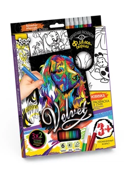 Комплект креативного творчества Бархатная раскраска фломастерами VLV-01 (VLV-01-4)