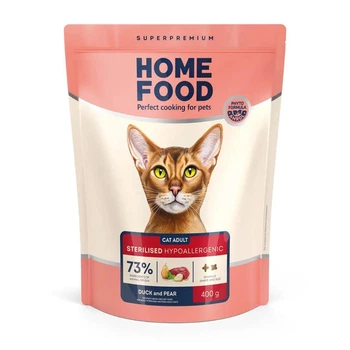 Гипоаллергенный беззерновой корм для кошек Home Food с уткой и грушей 0,4кг (4820290090996)