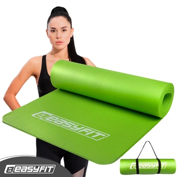 Килимок для йоги EasyFit NBR HIGH-Density 10 мм зелений (йогамат зі спіненого каучуку для фітнесу та пілатесу, мат-каремат спортивний) EF-NK10GR
