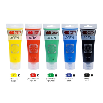 Zestaw farb akrylowych Happy Color Mix A 5 kolorów x 75 ml (5902979014178)