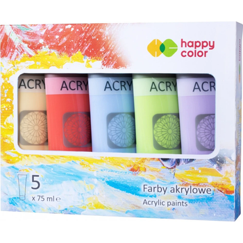 Zestaw farb akrylowych Happy Color Mix B 5 kolorów x 75 ml (5902979014185)