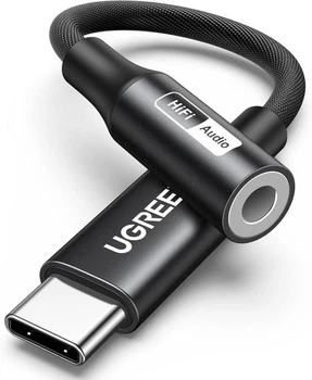 Переходник USB Type-C – 3,5 мм UGREEN CM720 Aux Dongle HiFi адаптер для наушников Black (25836)
