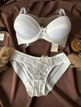 Женское нижнее белье бюстгальтер с трусиками слип 8268 Weiyesi белый 85C/XL