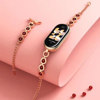 Ремінець металевий Mi Jobs Elegant Bracelet для Xiaomi Mi Band 8/9/10 Rose Gold + Red (mrk2972)