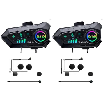 Бездротова мотогарнітура Bluetooth 5.3 на шолом із жорстким і м'яким мікрофоном, набір 2 шт, чорна (87271287)