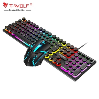 Геймерская клавиатура и мышь TWolf TF270 с черным корпусом и RGB подсветкой.