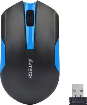 Компьютерная мышка A4tech G3-200N, USB, беспроводная, оптическая (сенсор V-Track), 1000 dpi, 3 кнопки, 1xAA Black/Blue
