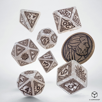 Zestaw kości Q-Workshop The Witcher Dice Kit Geralt Biały Wilk 7 elementów Perłowo-białe (5907699496105)