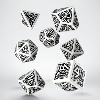 Zestaw kości Q-Workshop Dwarven Dice Kit Krasnoludzkie 7 elementów Biało-czarne (5907699491230)