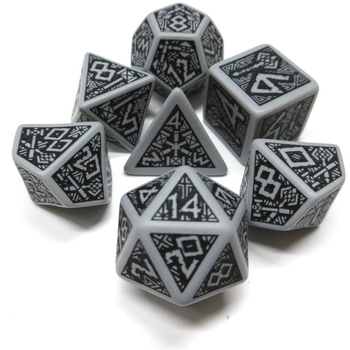 Набір кісток Q-Workshop Dwarven Dice Kit Гномій 7 деталей Сіро-чорні (5907699491254)