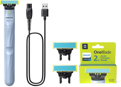 Набір Philips OneBlade Електростанок QP1324/20 для надчутливої шкіри + Змінні леза для надчутливої шкіри QP225/50 2 шт (8720689021180/8720689003087)