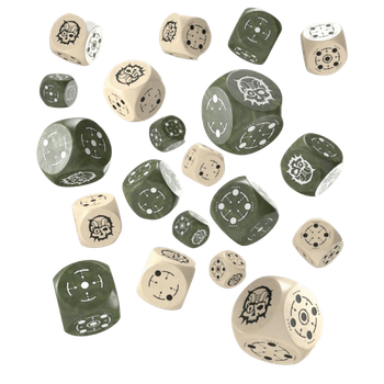 Zestaw kości Q-Workshop Crosshairs Compact D6 RPG Dice Kit Celownik 20 elementów Beżowo-oliwkowy (5907699497348)