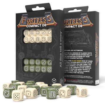 Zestaw kości Q-Workshop Fortress Compact D6 RPG Dice Kit Forteca 20 elementów Beżowe i Oliwkowe (5907699497379)