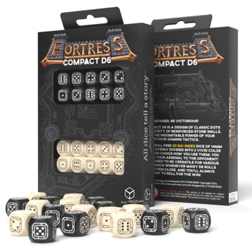 Набір кісток Q-Workshop Fortress Compact D6 RPG Dice Kit Фортеця 20 деталей Чорні та Бежеві (5907699497393)