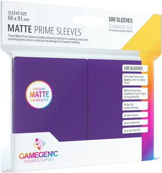 Набір кишень для карт Gamegenic Matte Prime CCG Sleeves 6.6 x 9.1 см 100 шт Фіолетові (4251715402498)