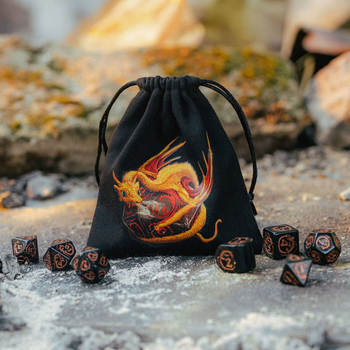 Woreczek Q-Workshop Dice Bag Smok na kości i żetony 11 x 12 cm Czarny (5907699496303)