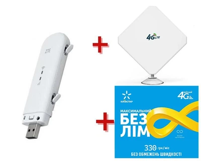 Мобильный 4G модем/роутер USB WI-FI 3G/4G LTE ZTE MF79U + Внешняя уличная всенаправленная 3G/4G LTE антенна 2х9 dBi 700-2700 MHz MIMO + Подарок - симкарта для интернета Киевстар