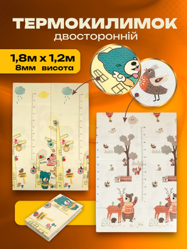 Термоковрик для детей 1,8*1,2*8 термо коврик детский складной развивающий двухсторонний игровой для ползания сумка в подарок детские термоковрики