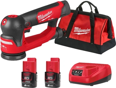 Шлифовальная эксцентриковая машина Milwaukee M12 FSDR75-202B 75 мм (+ зарядное устройство, 2 аккумулятора, сумка для инструмента) (4933498233)