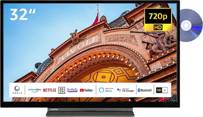 Телевизор 32" Toshiba 32WD3C63DAW Full HD / LCD / 60 Гц / Smart TV / Wi-Fi / Bluetooth / T2 / DVD Б/В