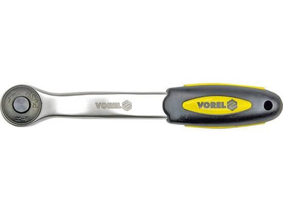 Тріскачка VOREL 53572 до торцевих голівок, вигнута, квадрат 3/8", L= 200 мм, 72T, CrV