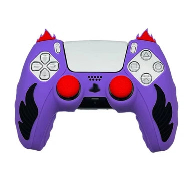 Качественный защитный силиконовый чехол Fiery Purple для геймпада Sony DualSense PS5 + накладки на стики [466129299]