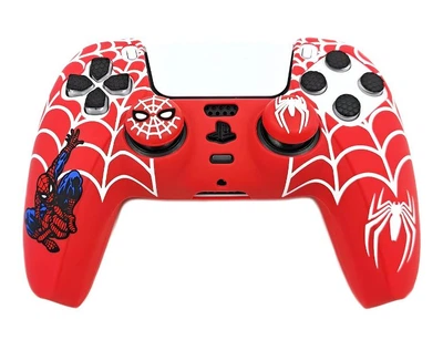 Качественный защитный силиконовый чехол Spider-Man Red для геймпада Sony DualSense PS5 + накладки на стики [466129679]
