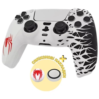 Качественный защитный силиконовый чехол Marvel`s Spider-Man 2 (White) для геймпада Sony DualSense PS5 + накладки на стики [466129724]