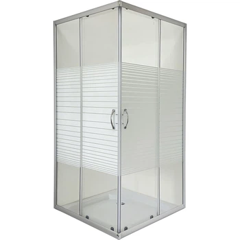 Кабіна для душу BRAVO квадратна дводверна без піддону Odra N90TS.Line 90x90x180см вітраж з малюнком 4 мм профіль сатин 000028398