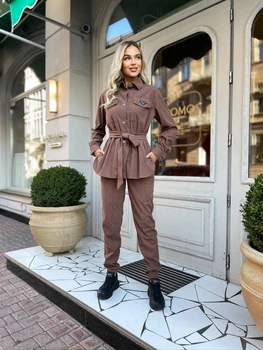 Fashions • Жіночий вельветовий костюм Ллойд Fashions 54-56 шоколад (1015-бу)