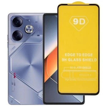 Защитное стекло TDG 9D для Tecno POVA 6 (LI7) полная проклейка черный