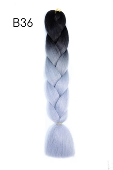 Канекалон омбре B36 М28 60 Jumbo Braid см черно-пепельный
