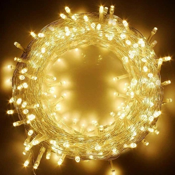 Гирлянда светодиодная 100 LED, 6м, 8 режимов, прозрачный провод, Теплый белый